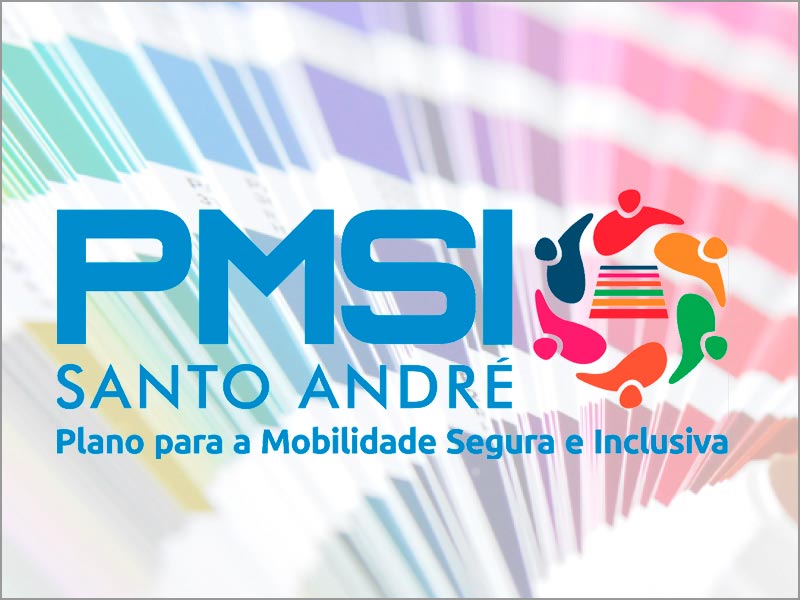 Logo do PMSI Santo André representando a união dos cidadãos pela segurança viária, representada pela faixa de pedestres.